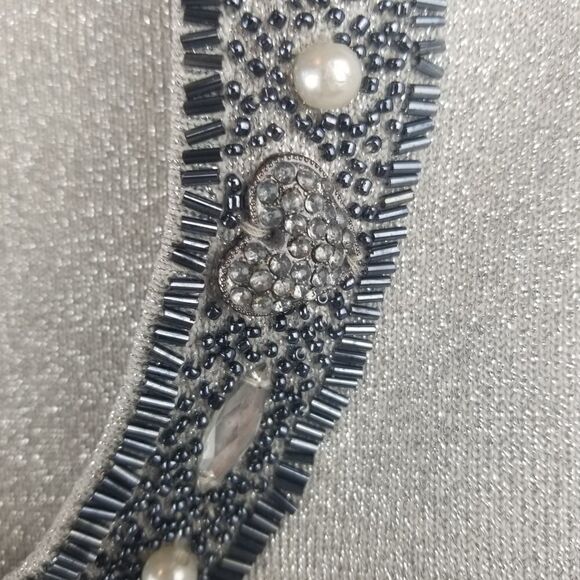 JOSEPH A. SILVER GLITTER AND BEADS TANK TOP - Picture 10 of 11